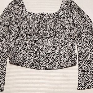 Express crop top black/white size small off the shoulder bell sleeves